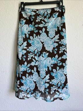 Blue Floral Slip Skirt